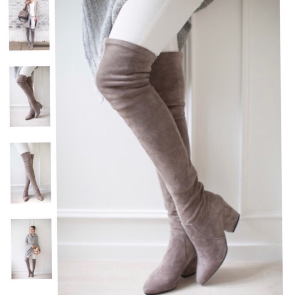 Goodnight Macaroon Taupe Over The Knee Boots